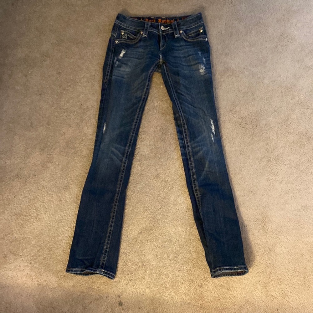 Distressed Rock Revival straight leg
